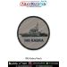 High quality INS Jyoti Patch showing a detailed digital printed silhouette of the Indian Navy fleet tanker INS Jyoti with a clean grey background crafted on premium fabric with a strong merrow border suitable for jackets uniforms backpacks biker vests tac