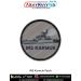 INS Karmuk Patch round embroidered style printed badge featuring detailed illustration of Indian Navy Kora class corvette on grey base with merrow edge border suitable for jackets tactical uniforms bags collectible boards and naval themed displays