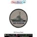 High quality INS Karuva Patch showing a detailed digital printed illustration of the Indian Navy patrol vessel INS Karuva with accurate mast, hull and deck detailing on premium fabric finished with a strong merrow border suitable for jackets uniforms bike