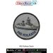 High resolution INS Kochi Patch showing a detailed digital printed silhouette of the Kolkata class guided missile destroyer INS Kochi with radar dome, mast and hull detailing on premium fabric finished with a strong merrow border suitable for jackets unif