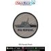 High resolution INS Kondul Patch featuring a detailed digital printed silhouette of the Indian Navy patrol vessel INS Kondul with mast, deck and hull detailing on premium fabric with a strong merrow border ideal for jackets uniforms biker vests backpacks