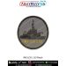 Round INS LCU L 52 patch showing the landing craft utility silhouette on a textured grey fabric background with a reinforced black merrow border and bold lettering INS LCU L 52 - detailed hull, superstructure and ramp profile visible, ideal for jackets, b