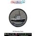 High quality digital printed INS Manohar Patch featuring the detailed silhouette of the Indian Navy auxiliary vessel INS Manohar with visible cabin, deck and bow structure, printed on durable fabric with a strong merrow stitched border, ideal for jackets,