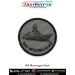 High quality digital printed INS Manohar Patch featuring the detailed silhouette of the Indian Navy auxiliary vessel INS Manohar with visible cabin, deck and bow structure, printed on durable fabric with a strong merrow stitched border, ideal for jackets,