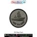 High quality digital printed INS Manohar Patch featuring the detailed silhouette of the Indian Navy auxiliary vessel INS Manohar with visible cabin, deck and bow structure, printed on durable fabric with a strong merrow stitched border, ideal for jackets,