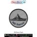 A high resolution digital printed INS Ranvir Patch featuring the detailed silhouette of the INS Ranvir guided missile destroyer, completed with premium fabric, a sturdy merrow border, and designed for naval collectors, biker jackets, uniforms, tactical ba