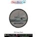 INS Saryu Patch featuring detailed illustration of the Indian Navy Saryu-class offshore patrol vessel with radar mast and hull design visible, round embroidered style patch with merrow border and grey background suitable for jackets uniforms tactical bags
