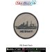 A high quality digital printed INS Satpura Patch featuring the detailed outline of the Indian Navy Shivalik class stealth frigate, crafted on premium fabric with a merrow border, ideal for jackets, uniforms, tactical bags, biker gear, rucksacks, collectib