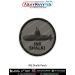 A high quality digital printed INS Satpura Patch featuring the detailed outline of the Indian Navy Shivalik class stealth frigate, crafted on premium fabric with a merrow border, ideal for jackets, uniforms, tactical bags, biker gear, rucksacks, collectib