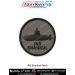 A high quality digital printed INS Satpura Patch featuring the detailed outline of the Indian Navy Shivalik class stealth frigate, crafted on premium fabric with a merrow border, ideal for jackets, uniforms, tactical bags, biker gear, rucksacks, collectib