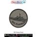 A premium quality INS Shankush Patch showing the silhouette of the Indian Navy submarine INS Shankush on durable printed fabric with a strong merrow border; perfect for jackets, uniforms, tactical backpacks, biker gear, display boards, and collectors of I