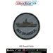 A premium quality INS Shankush Patch showing the silhouette of the Indian Navy submarine INS Shankush on durable printed fabric with a strong merrow border; perfect for jackets, uniforms, tactical backpacks, biker gear, display boards, and collectors of I