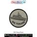 INS Trikand Patch featuring Talwar class frigate design with premium merrow border, fade resistant colours, and navy themed detailing for jackets, bags, and uniforms