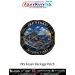 INS Kesari Heritage Patch featuring Indian Navy amphibious landing ship INS Kesari (L15) sailing at sea. Premium round digital print fabric patch with navy blue border, black merrow edge and the motto "Mission First – Duty • Commitment • Valour".
