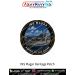 INS Magar Heritage Patch featuring Indian Navy amphibious landing ship INS Magar (L20) sailing at sea. Premium round digital print fabric patch with navy blue border, black merrow edge and the motto "Power to the Shore – Honour • Courage • Service".