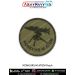 A detailed olive green military patch showing the silhouette of the KONKURS-M anti tank guided missile launcher with reinforced merrow border designed for missile system fans defence collectors bikers trekkers tactical gear users and military patch enthus