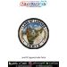 Land Of Legends India Patch featuring India map with Taj Mahal, Qutub Minar, mountains, heritage monuments, Ashoka Chakra and black merrow border
