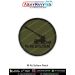 High quality M 46 Soltam Patch featuring the silhouette of the upgraded Soltam field gun on an olive green background with a strong merrow stitched border, designed for artillery collectors, tactical gear customisation, biker jackets and military memorabi