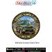 Round Mahindra Scorpio Classic Indian Army-themed SUV patch featuring an olive-green Scorpio-style vehicle, Himalayan mountain scenery and black outer border