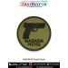 Round olive MASADA Pistol Patch with black MASADA pistol silhouette and bold text “MASADA PISTOL” - tactical small arms patch by ArmyNavyAir.