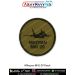Round olive-drab tactical patch showing the silhouette of the Mikoyan MiG-29 twin-engine fighter jet, bordered with black merrow stitching. Available in 3-inch and 4-inch sizes with Sewn-On, Pin & Velcro (Hook) backing.