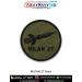 High quality M 46 Soltam Patch featuring the silhouette of the upgraded Soltam field gun on an olive green background with a strong merrow stitched border, designed for artillery collectors, tactical gear customisation, biker jackets and military memorabi
