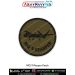 Round olive-drab tactical patch featuring the silhouette of the MQ-9 Reaper unmanned combat aerial vehicle (UCAV) with a black merrow edge. Available in 3-inch and 4-inch sizes with Sewn-On, Pin & Velcro (Hook) backing.