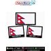 Nepal flag embroidered patch collection featuring a standard Nepal flag patch, a personalized patch with the name "RAM BAHADUR", and a custom flag patch with the name "SITA DEVI" and blood group "O+VE". Premium rectangular tactical patches with black merr