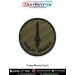 "High quality Pralay Missile Patch with a bold silhouette of the Indian Pralay short range ballistic missile on an olive green background, finished with a sturdy merrow stitched border and designed for military collectors, bikers, tactical gear users and