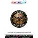 Proud Army Dad Following His Footsteps Patch featuring a smiling child holding Army combat boots with black and gold border.