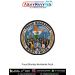 Proud Bhartiya Worldwide Patch featuring India map with Ashoka Chakra, global landmarks, Indian diaspora group, patriotic artwork and black merrow border