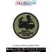 High quality Sanjay Surveillance System Patch showing the Indian Army battlefield surveillance radar vehicle silhouette on an olive green tactical fabric with a strong merrow stitched border, designed for military collectors, bikers and gear customisation