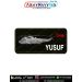 Sea King Personalized Flight Crew Name Plate featuring Indian Navy Sea King maritime helicopter artwork with custom name, optional blood group, premium digital print on fabric with olive green merrow border for flight suits, naval uniforms, flying jackets