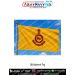Sikh Regiment Flag flying on flagpole with golden yellow background and maroon lion insignia