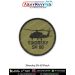 Round olive-drab tactical patch featuring the silhouette of the Sikorsky SH-60 Seahawk naval helicopter with a black merrow border. Available in 3-inch and 4-inch sizes with Sewn-On, Pin & Velcro (Hook) backing.