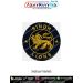 Sindh Lions Pride Patch premium round poly satin military fabric patch featuring iconic golden lion emblem, navy blue outer ring, black centre, gold lettering, gold stars and black merrow border