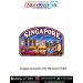 Singapore Garden City Memories travel souvenir patch with Marina Bay Sands, Merlion and illuminated waterfront skyline