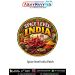 Round Spice Level India Indian Spices Patch featuring red chillies, turmeric, chilli powder, peppercorns, cardamom, cloves, cinnamon and an India Gate-inspired background