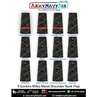 Indian Army 9 Gorkha Rifles Metal Rank Epaulettes : ArmyNavyAir.com