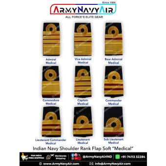 Indian Navy Shoulder Rank Flaps Soft (Medical) : ArmyNavyAir.com
