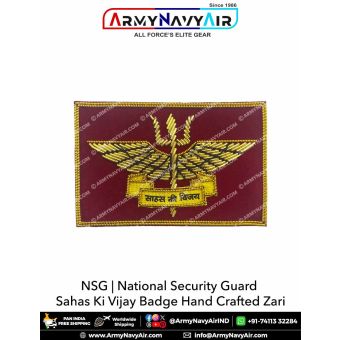 NSG Chest Badge Sahas Ki Vijay Hand Crafted Zari : ArmyNavyAir.com
