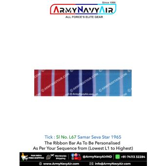 (L67) Samar Seva Star 1965 Ribbon Bar : ArmyNavyAir.com