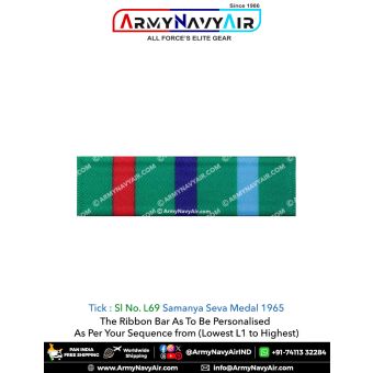 (L69) Samanya Seva Medal 1965 Ribbon Bar : ArmyNavyAir.com