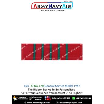 (L70) General Service Medal 1947 Ribbon Bar : ArmyNavyAir.com