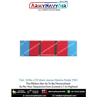 (L72) Uttam Jeevan Raksha Padak 1961 Ribbon Bar : ArmyNavyAir.com