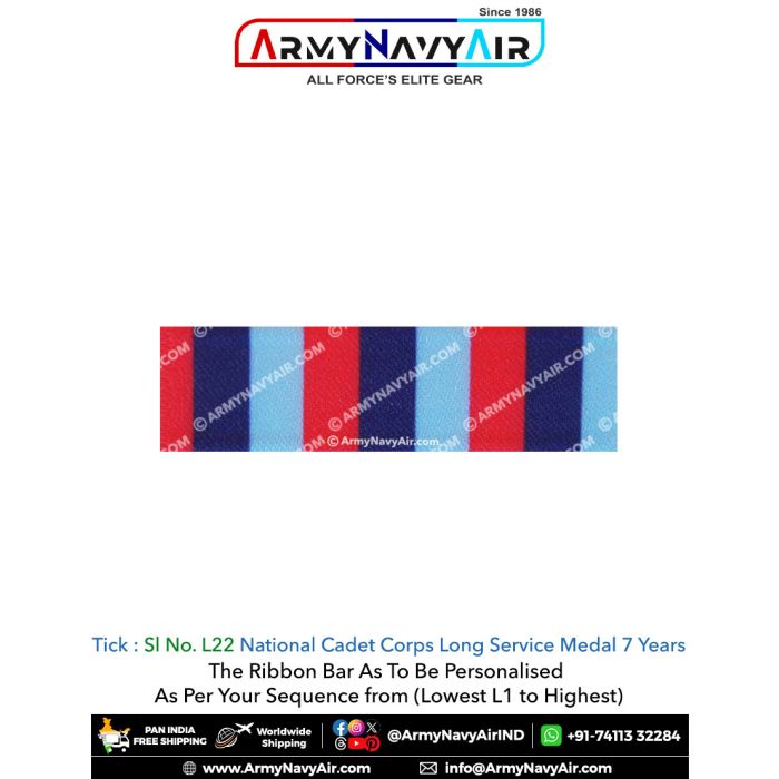 Buy (L22) Ready To Wear Ribbon Bar NCC Long Service 7 Year ...