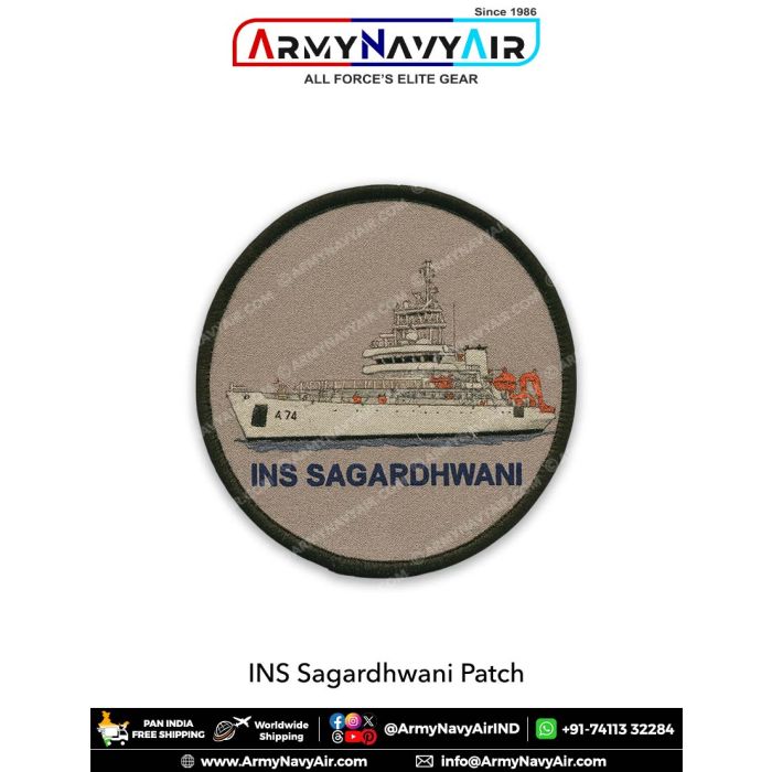 Ins Patch INS Sagardhwani Patch - Indian Navy Research Vessel Patch
