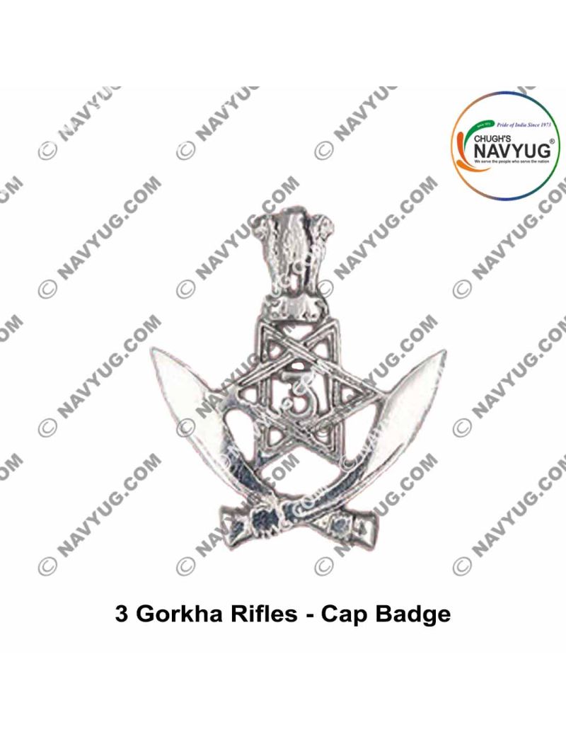 Army-Military 3 Gorkha Rifles Uniform Cap Badge (Indian Army Infantry  Regiments) (3 Gorkha Rifles Head Badge Chrome)