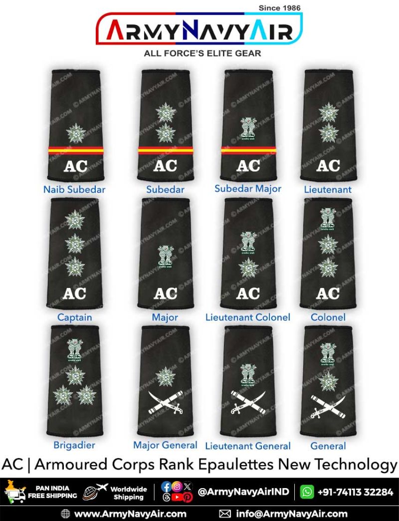 Buy Indian Army Armoured Corps Rank Epaulettes Online at ArmyNavyAir.com