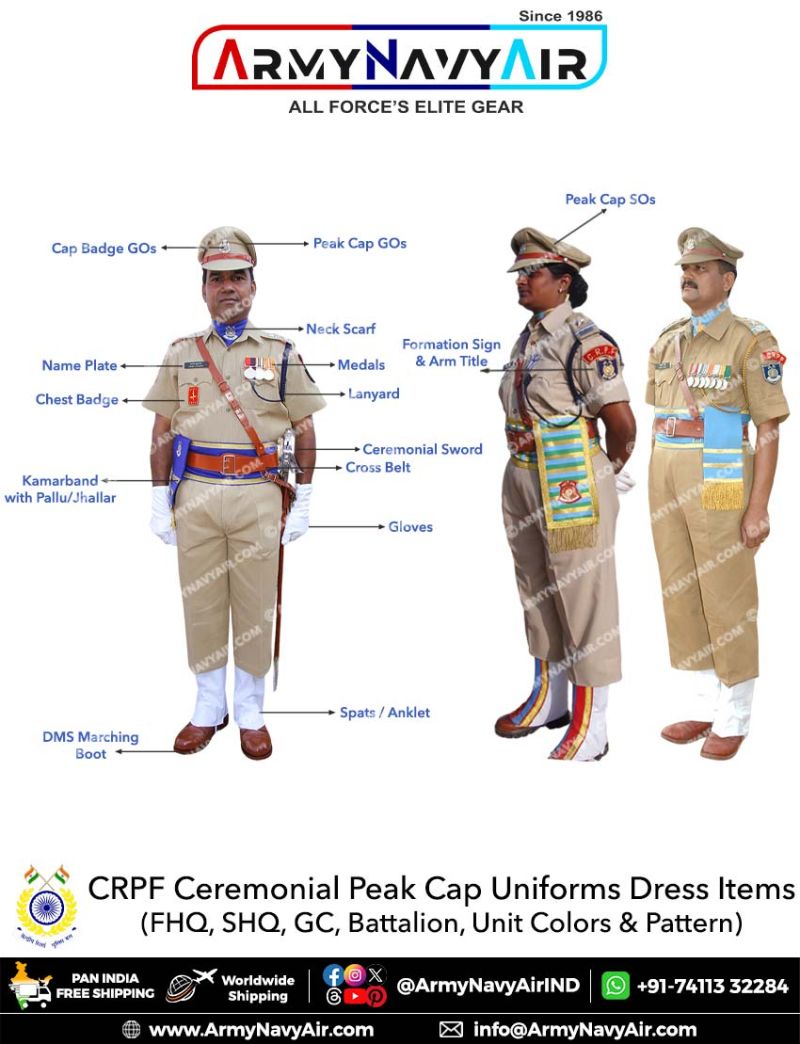 Buy CRPF Peak Cap Ceremonial Uniform Dress Items Online @ArmyNavyAir.com